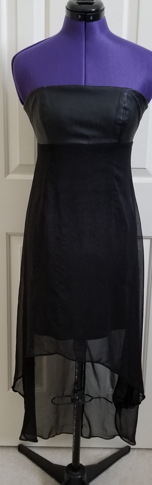 Wetseal Black faux leather top high low dress